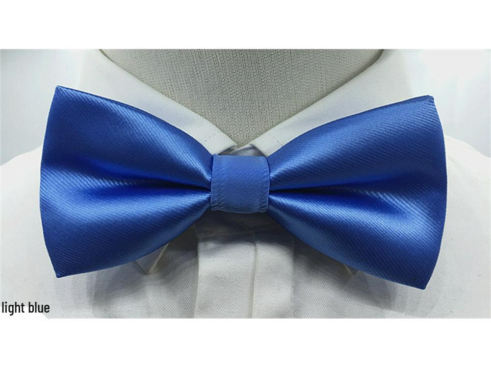 Men's Solid Color Double Layer Bow Tie - Poly Silk, Korean & British Style, Red/Black, Wedding & Best Man Accessory.