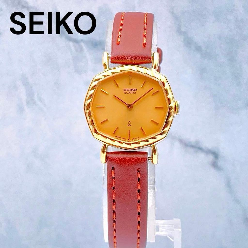 Working Condition SEIKO Socie Octagon New Gold Antique Seiko Socie Ladies' Watch, Strap. Vintage, Gold-colored Watch.