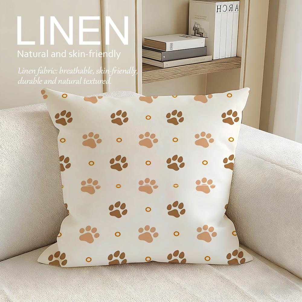 Art Paw Print Cushion Cover Linen Decorative Pillowcase Set Pcs x x x Breathable Washable Sofa Cushion Cover
