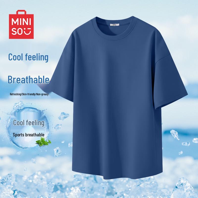 

MINISO Men s Ice Silk Quick-Dry Breathable Short-Sleeve T-Shirt L