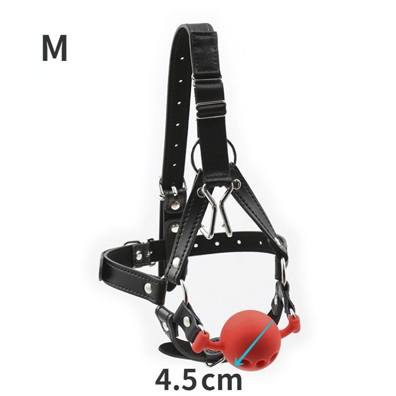 Mouth Gag Ball and Nose Hook for Fetish Role Play Bdsm Bondage Harness Strap Head Belts with Silicone Hollow Sex Toys Adult Game