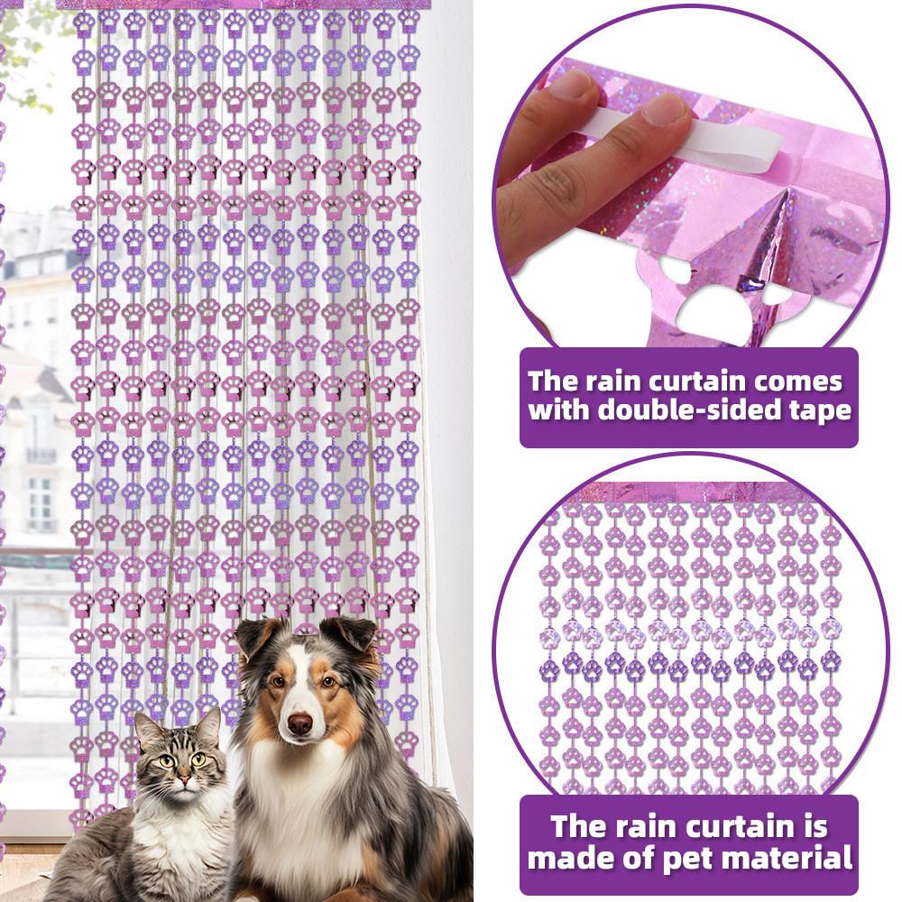 Adorable Pink Cat Paw And Dog Paw Rain Curtain For Festive Pet Birthday Parties