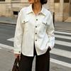 Women Loose Casual Faux Suede Lapel Button Pocket Autumn Winter Jacket