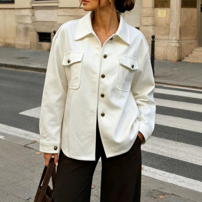 Women Loose Casual Faux Suede Lapel Button Pocket Autumn Winter Jacket
