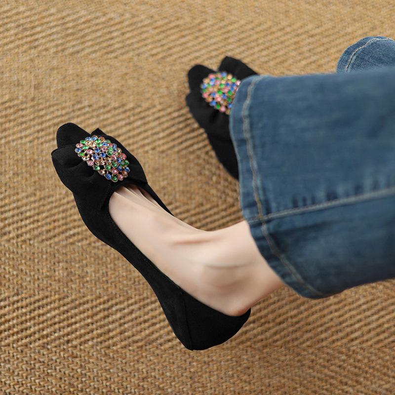 

Новая женская повседневная обувь на низком каблуке, с открытым верхом, однотонная, на мягкой подошве, больших и маленьких размеров, женская обувь для носки во все сезоны, остроносые лоферы 43 (customization is not returned or exchanged) чёрный