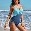 Charmleaks Color Block Womens One Piece Swimsuits Sexy Monokini Ruched Push Up Bathing Suits