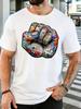 Unisex Graffiti Fist Art Print Graphic Cotton Short Sleeve Tee Crew Neck Soft Male Summer Casual Breathable Daily Wear Street Top