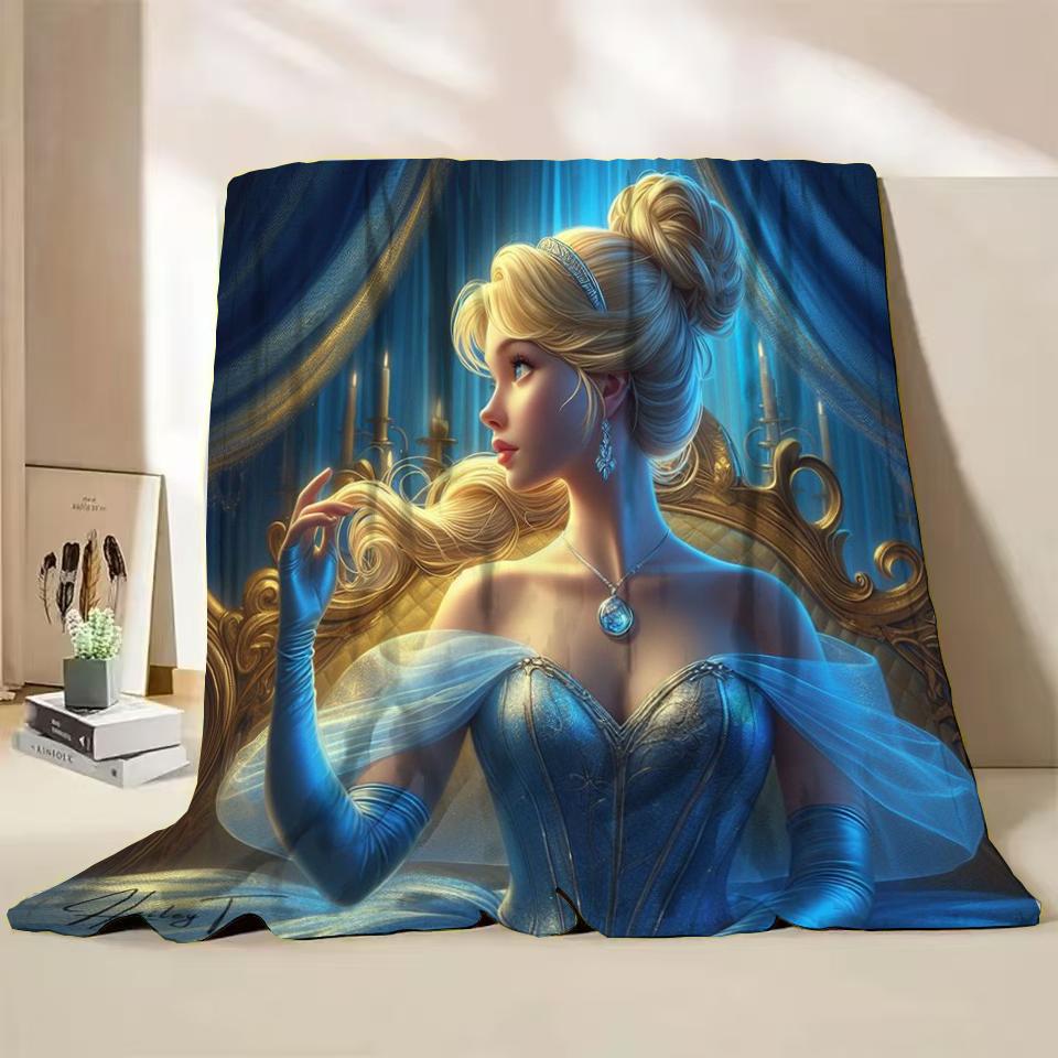 Disney Cinderella Flannel Thin Blanket.Four Season Blanket. Travel Picnic,for Sofa,Beds,Living Rooms,Fluffy Blanket Gifts