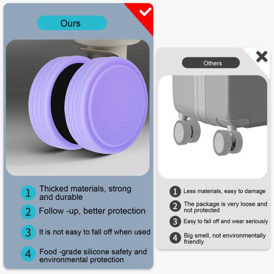 4/8-Piece Silicone Luggage Wheel Covers for Silent and Easy Installation