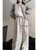Women's Korean Style Cartoon Puppy Print Straight-Leg Pants - Cute, Versatile Casual Wear for Spring & Autumn 2025