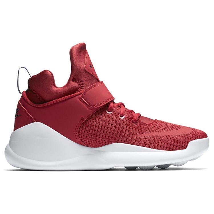Nike Kwazi Fabric Velcro Shock Absorbing Non-Slip Durable Lightweight Mid-Top Retro Basketball Shoes Men Sneaker White Red 844839-602