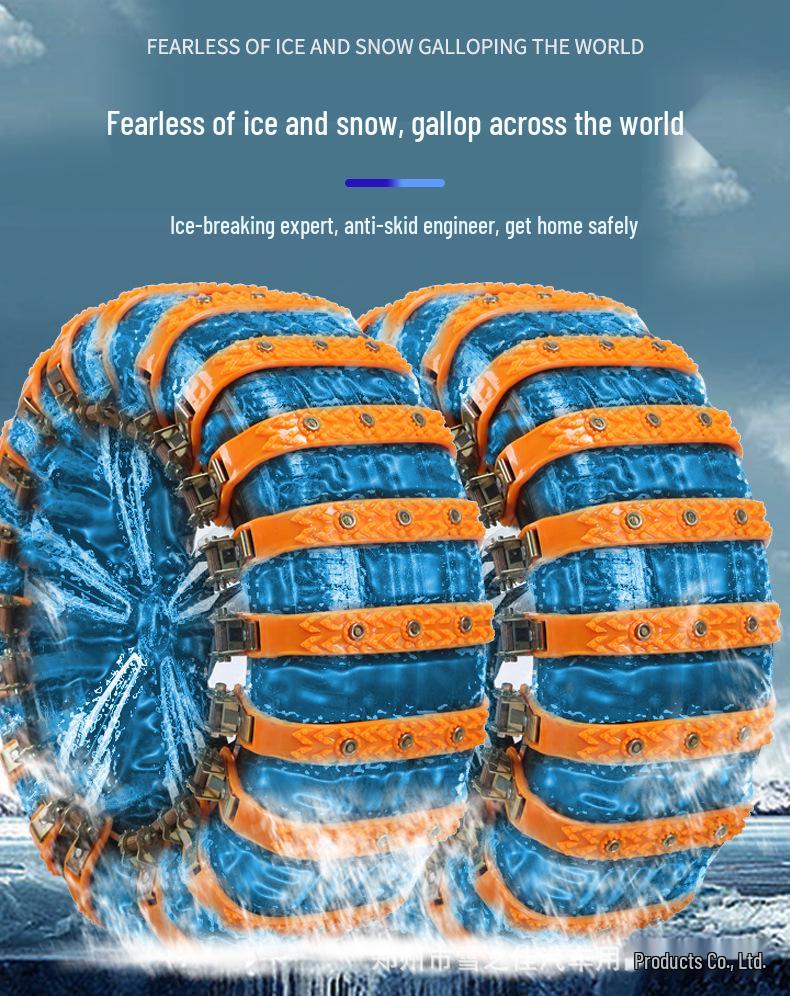 Universal Anti-Skid Snow Chains for Cars, Vans, Sedans, and SUVs