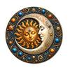 Indoor And Outdoor Wall Decor Sun Moon Art, 8Inch Round Metal Sign, Exotic Home Decoration Boho for Living Room Bedroom Entrance