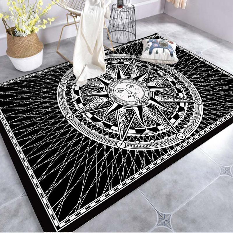 Simple black and white home personalized carpet, living room, bedroom, coffee table, floor mat, household washing mat