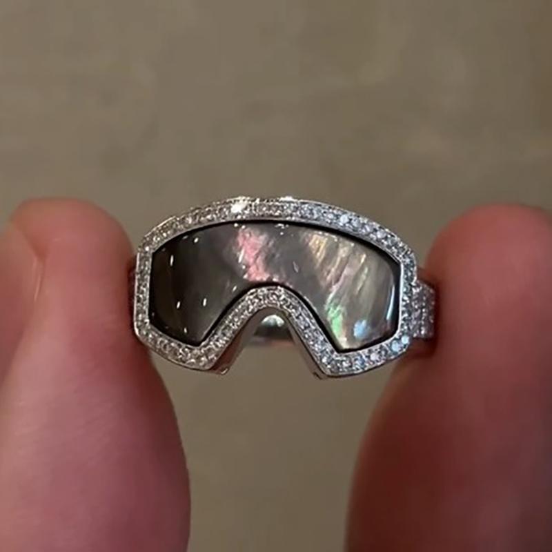 

Creative Adjustable Ski Goggles Eyeglass Glasses Ring Fashion Spectacles Sunglasses Open Ring For Women Jewelry OneSize