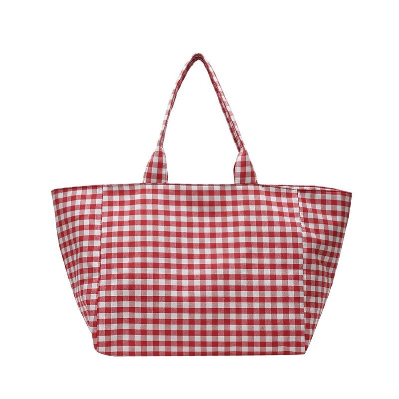 

Women Plaid Large Capacity Tote Bag Fashion Shoulder Bag Handbag Shopper Storage Bag красный