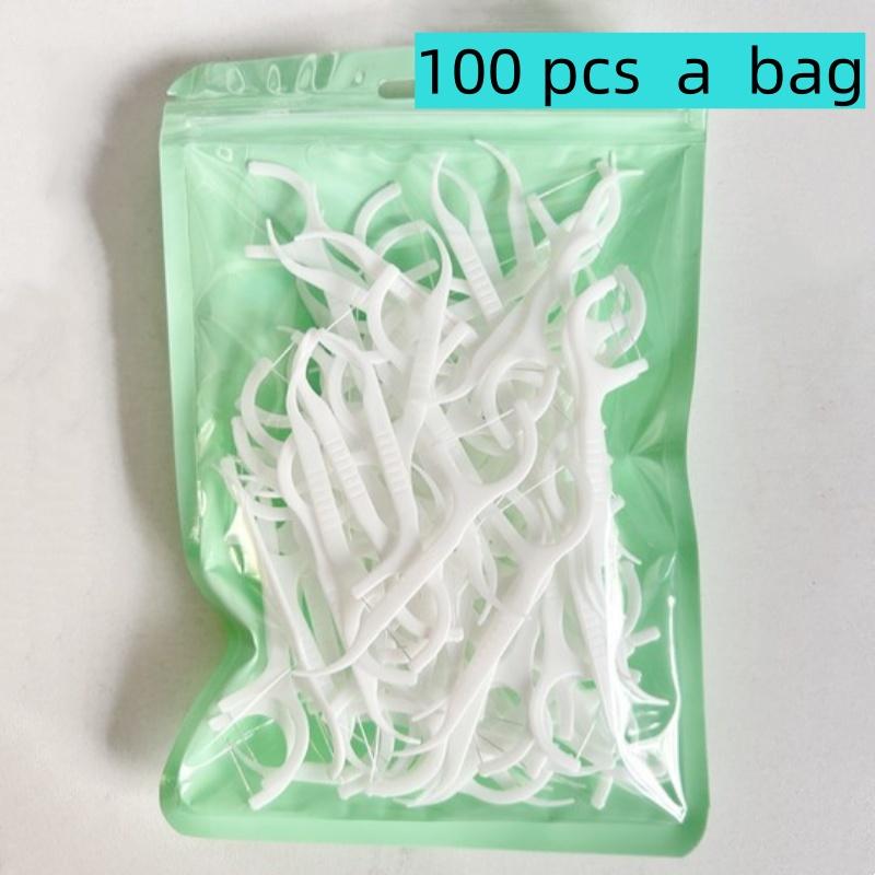 100PCS Dental floss sticks, deep cleaning dental floss, oral care, portable disposable hygienic dental floss, daily travel