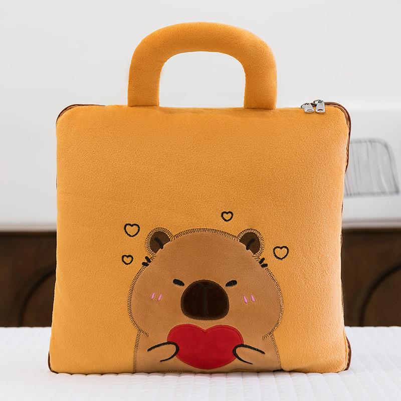 Capybara 2in1 Cartoon Quilt Office Nap Pillow Car Blanket Multifunctional