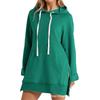 Women's Hooded Long Sweatshirt Dress with Pockets and Drawstring - Loose Casual Top.