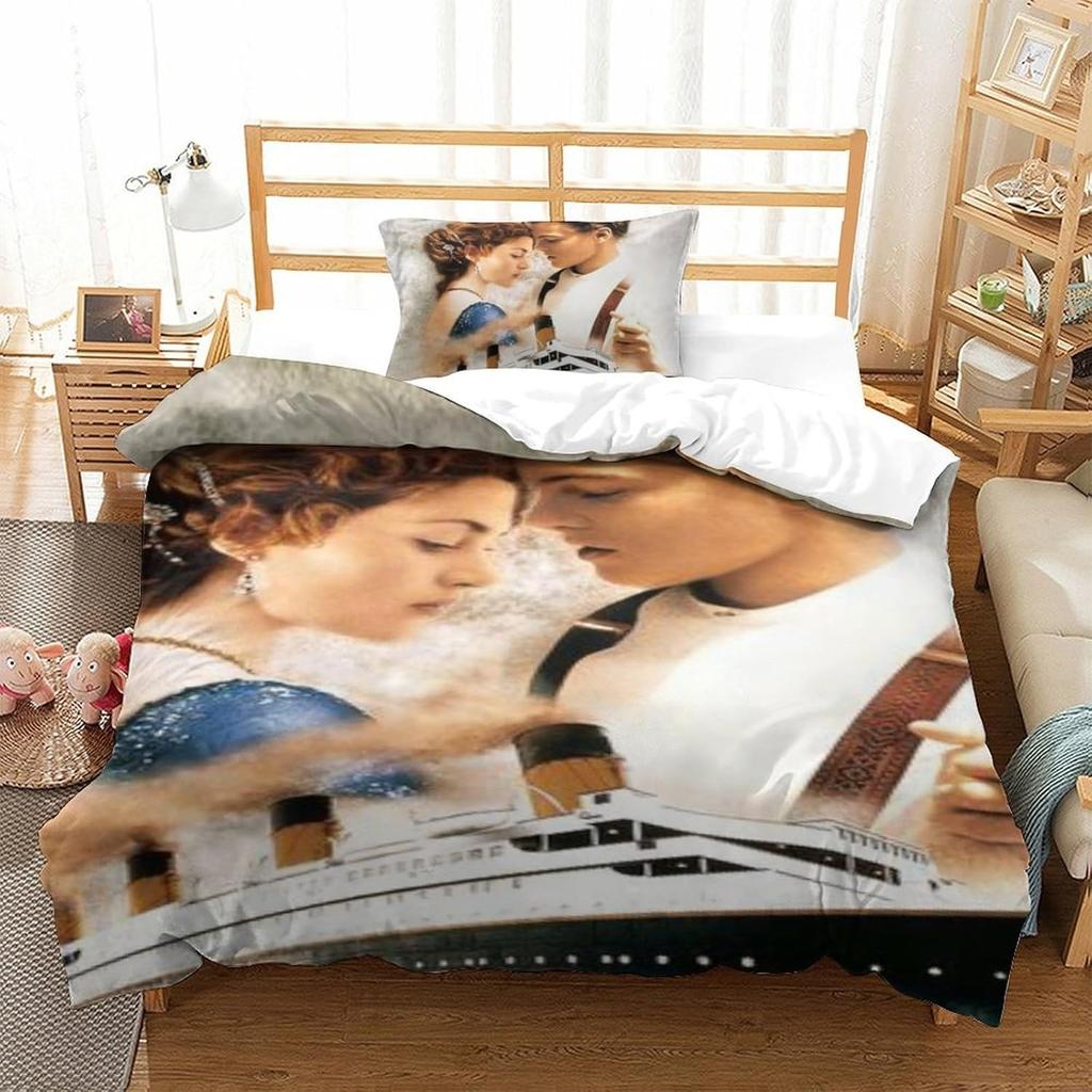Copripiumino Federa Amore Romantico Titanic Jack Rose Set Biancheria da Letto Adulto Ragazzo Ragazza Decorazione Camera da Letto Singolo Matrimoniale Grande