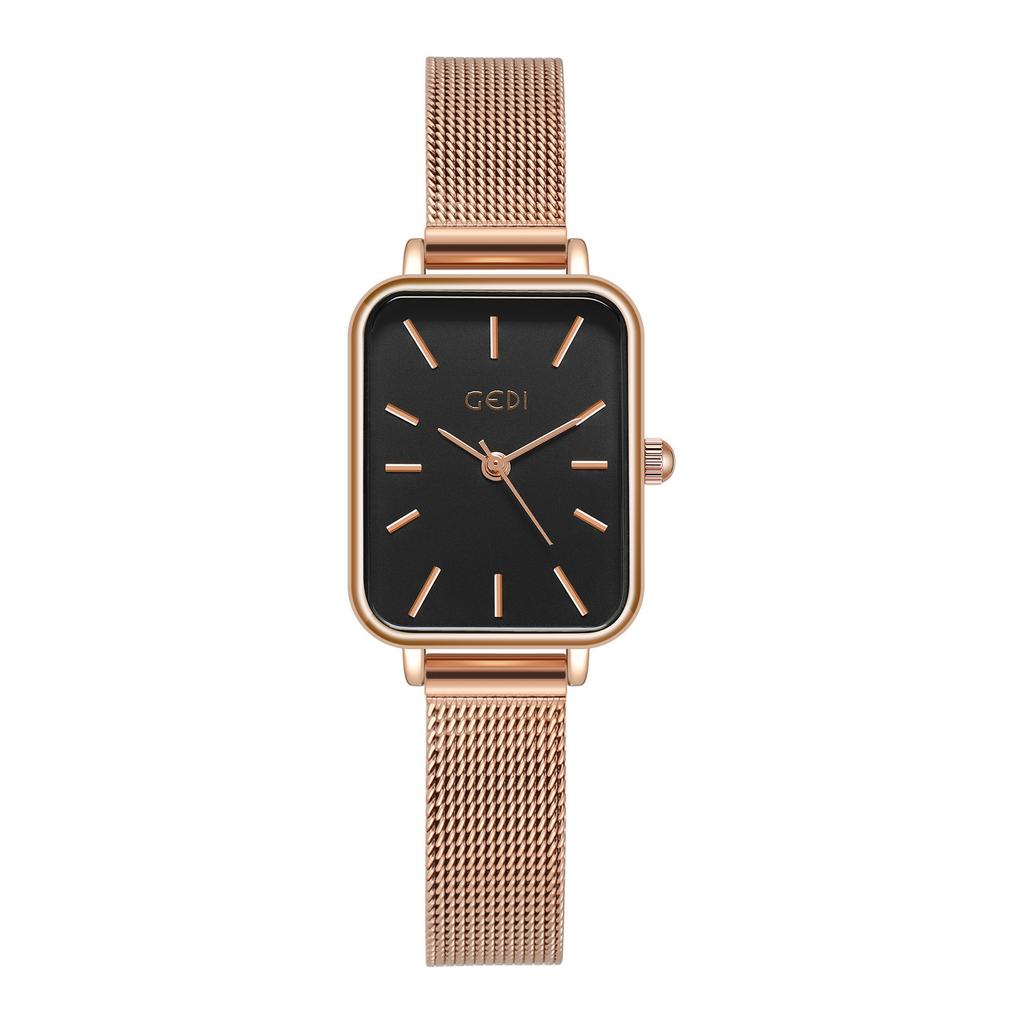 Small Square Plate Simple Temperament Ultra-Thin Quartz Stainless Steel Waterproof Mesh Belt Women'S Student Watch