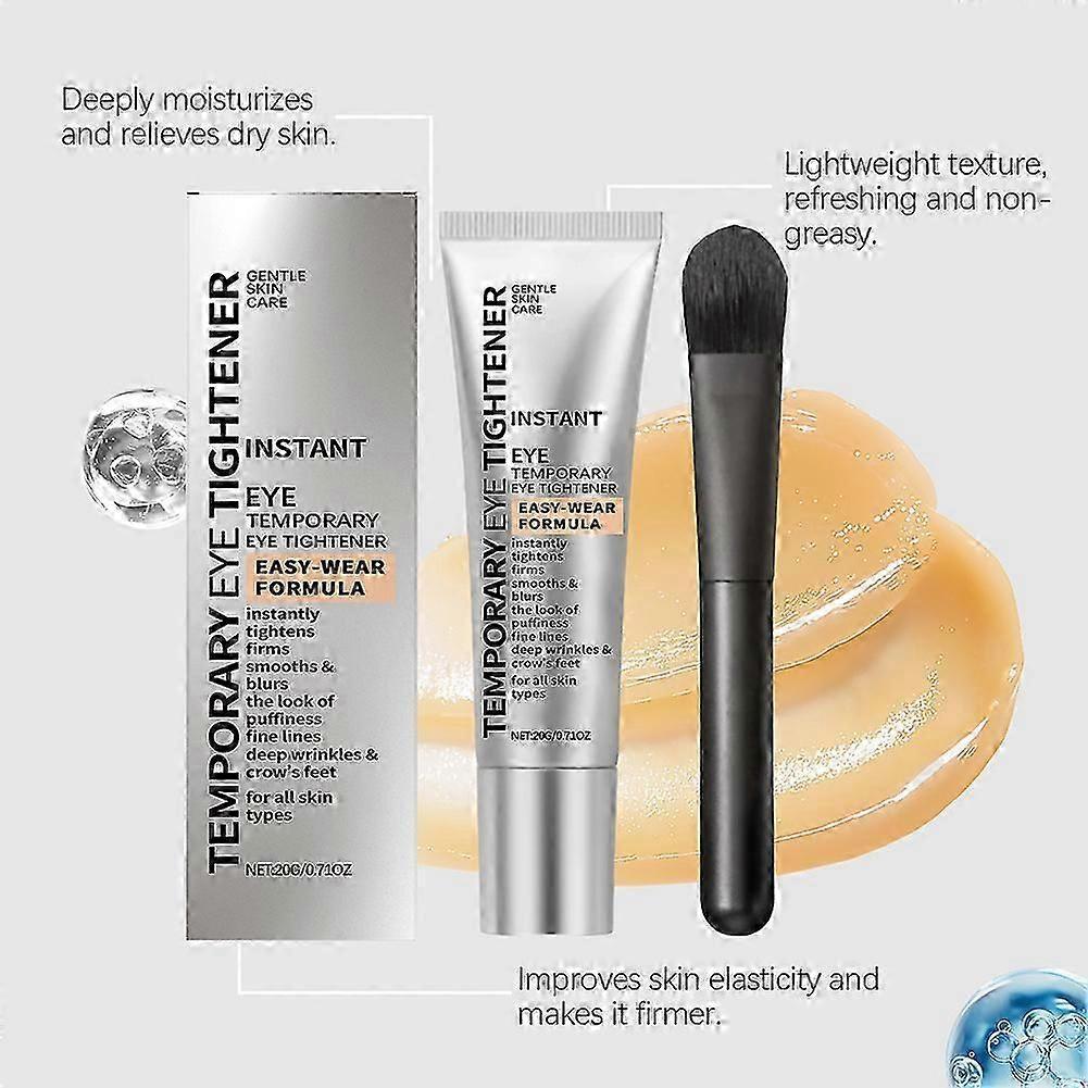Instant Eye Tightener & Brush Set, Temporary Eye Tightener Cream, Reduces Under Eye Bags, Dark Circles & Wrinkles, Puffiness, Anti-Aging Fine Lines Ne