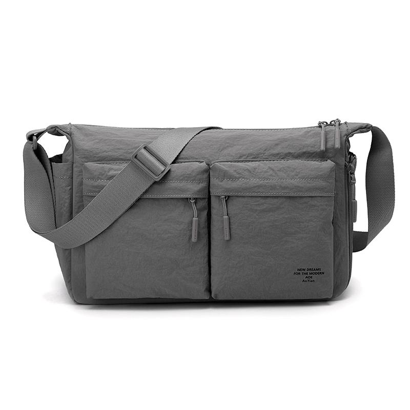 Multi-Pocket Nylon Messenger Bag with Zipper Closure Casual Crossbody Shoulder Purse for Men Daily Travel