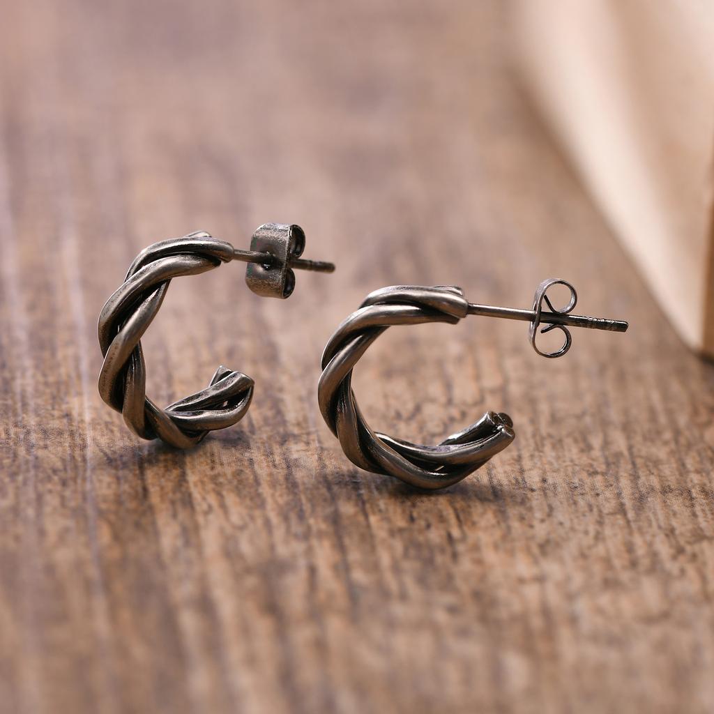 Men Hoops Earrings ,Mini Twist Cuff Earrings. Stainless Steel Twisted Small Hoops Earring ,Minimalist  Men Jewelry