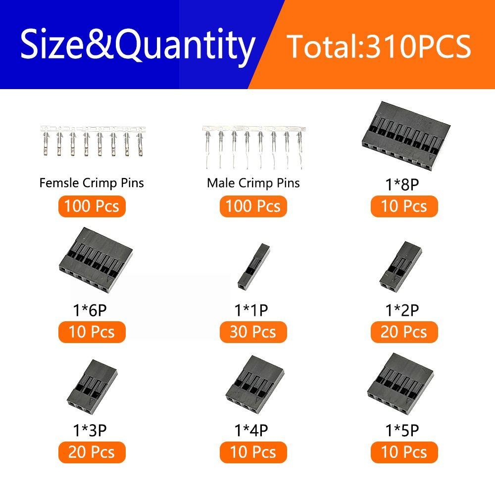 310Pcs/Set Female Pin Connector Wire Jumper 2.54mm Terminal Connector  Electronic DIY Housing Kit