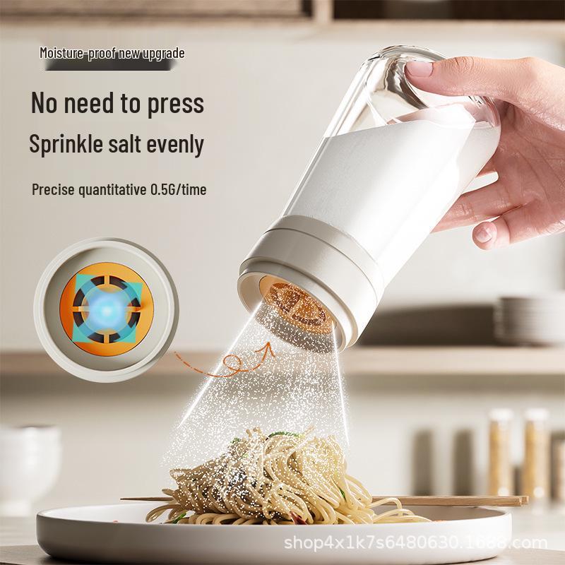 Glass Salt Control Seasoning Jar - Sealed, Moisture-Proof Kitchen Shaker Beige Salt Shaker 220ml