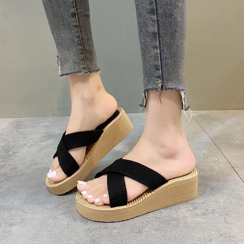 Ladies New Slippers Summer Cross Drag Fashion Hemp Rope Outer Wear Slippers Casual Sandals and Slippers Women Shoes