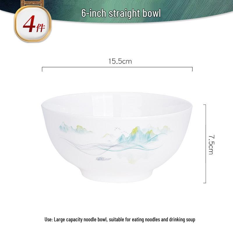 Tangshan Bone China Bowl Set: Rice, Soup, Noodle Bowls & Plates with Chopsticks - Perfect Housewarming Gift