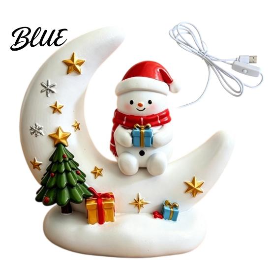Glowing Desktop Decorations Christmas Moon Night Light with Santa Claus, Resin Decoration Warm LED Home Decor Glow, Holiday Tabletop Ornament for Desk