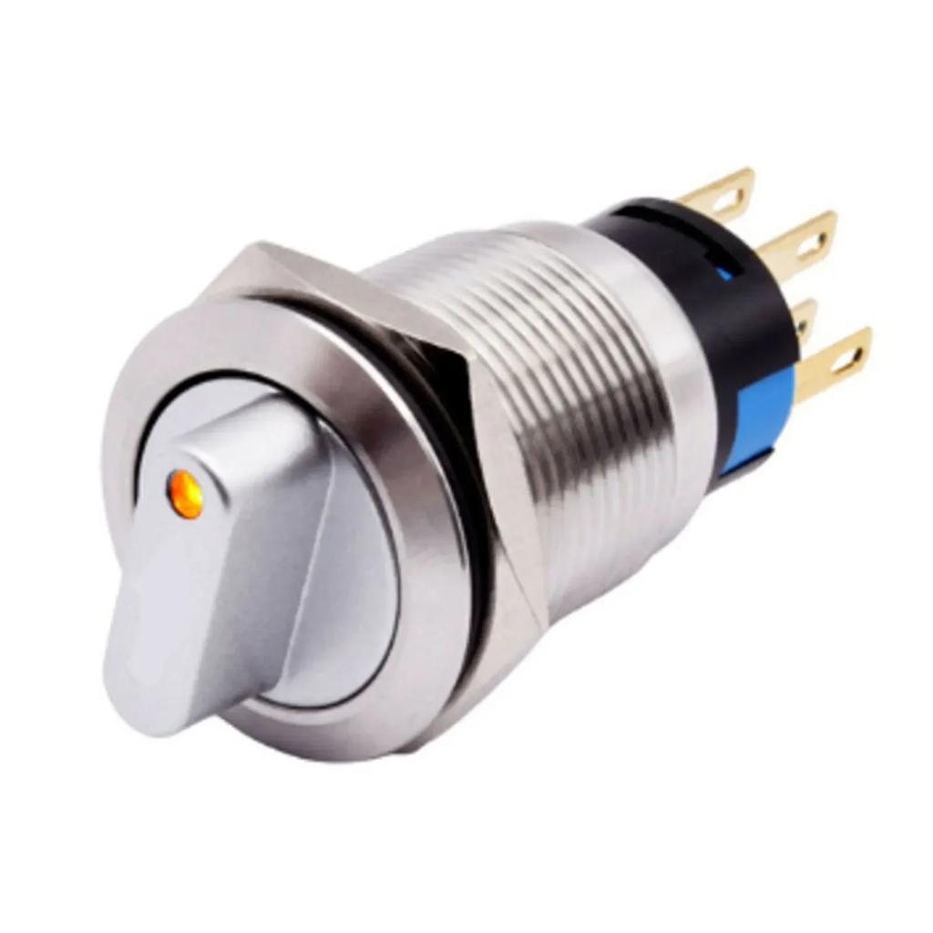3 Positions Switch Latching Push Button Low Light Conditions 19mm Mounting Hole 3-6V Rated Voltage LED Indicator For Ship