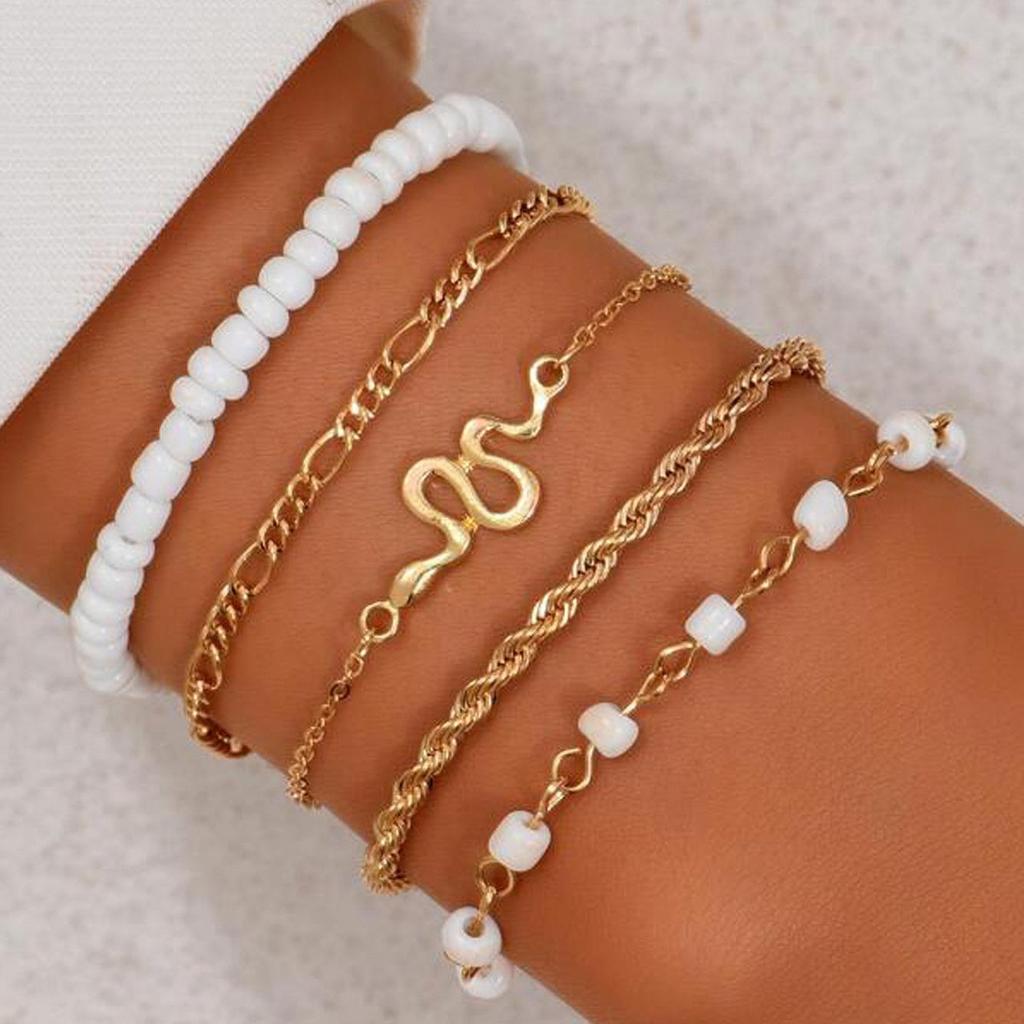 Set de Pulseras de Diamantes de Aleación: Pulseras Punk Apilables de Estilo Europeo y Americano para Mujer (4 piezas)