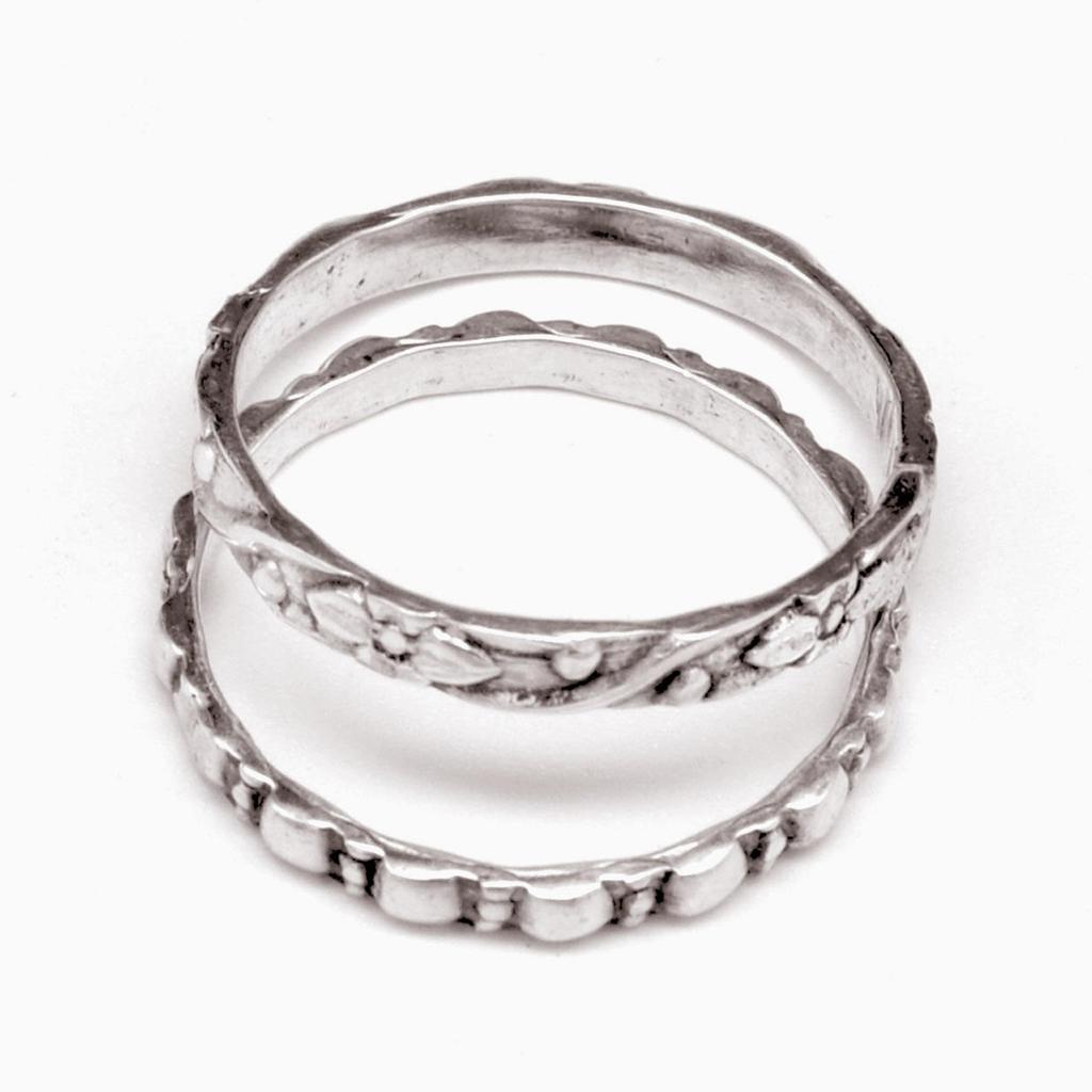 2 Pcs 925 Sterling Silver Ring,  Handmade Band Women Statement Ring
