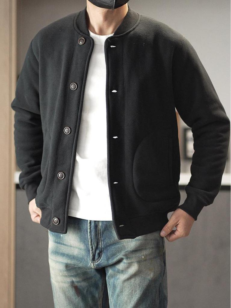 AmeKaji Herren Dicke Fleece Baseballkragen Jacke für Herbst/Winter