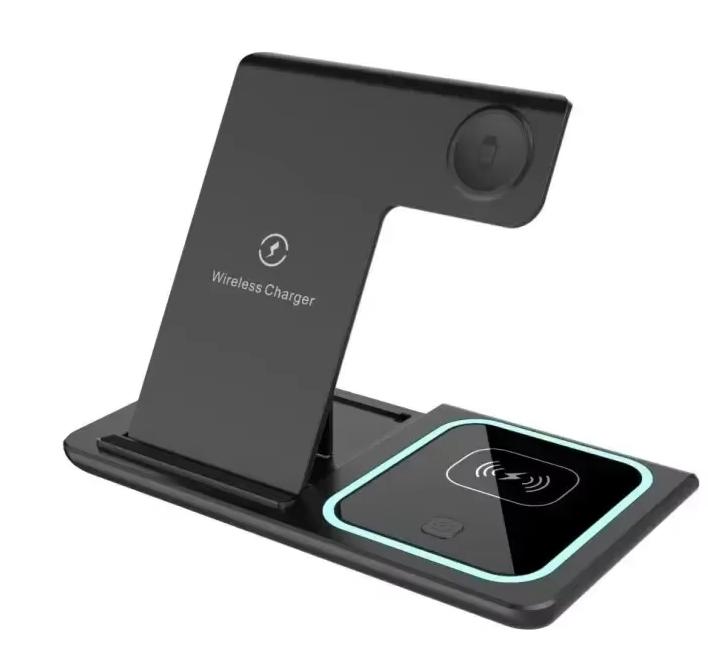 

3 in 1 Wireless Charging Station Travel Charging Pad for iPhone 12~15 iWatch and Airpods 15W Fast Charger Foldable