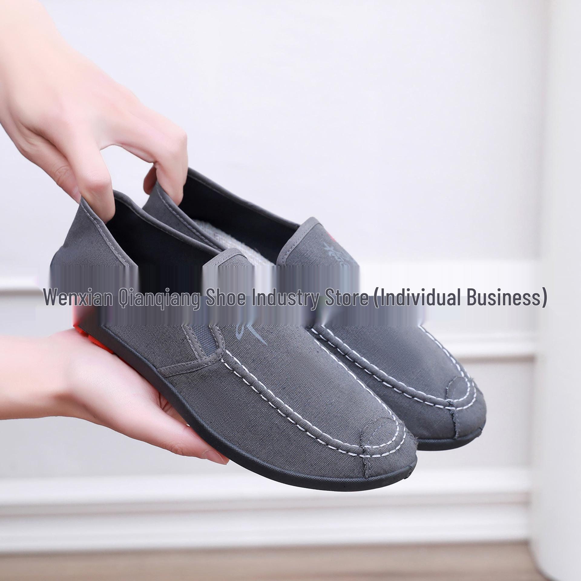 Men s Casual Slip-On Canvas Shoes - Old Beijing Style, Versatile Korean Flat Bottom 43