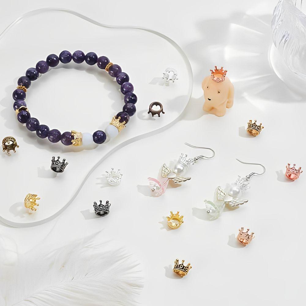 10pcs Alloy Mixing Colors Crown Accessories Pendant DIY Bracelet Necklace Earring Making Decorative Spacer Beads YMY