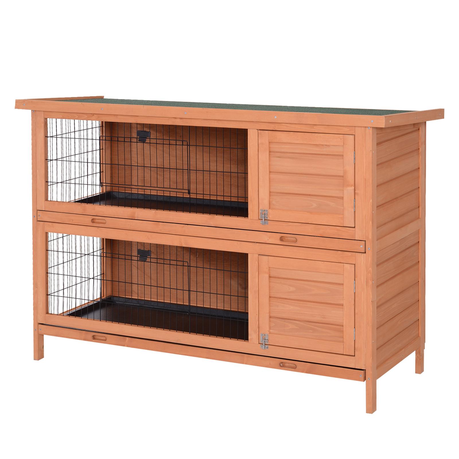 Garenne pour Lapin Garenne pour Cobaye d'Extérieur Cage à Lapin Avec Bac Anti-Fuite Séparateur 136 X 50 X 93cm Orange