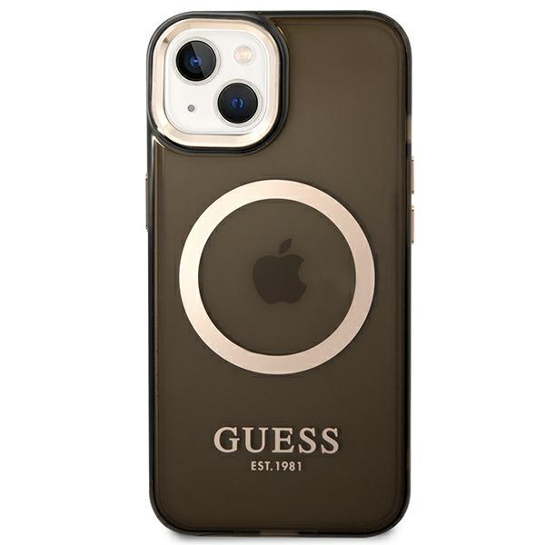 Hülle für iPhone 14 Plus Guess MagSafe Gold Schwarz