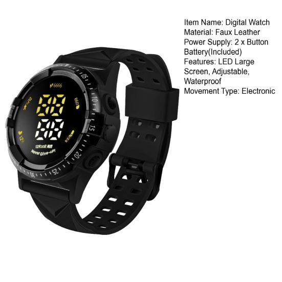 Kids Sport Watch LED Large Screen Breathable Hole Design Adjustable Sweatproof Multifunctional Comfortable To Wear  LED Digital Watch Daily Wear