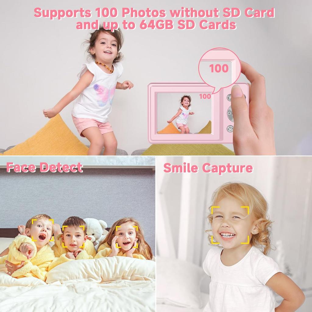 Digital Camera, FHD 1080P Digital Camera for Kids, Vintage Digital Camera with 16X Zoom, Face Detect, Smile Capture, Anti Shake, Compact Point and