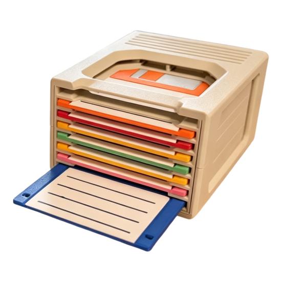 

1 Set Retro Tech Floppy Disk Coaster with Holder 3D Printed Card-Style Drink Mats for Desk Home Heat-Resistant Unique Gift for Tech Lovers & Gamers 1 Set