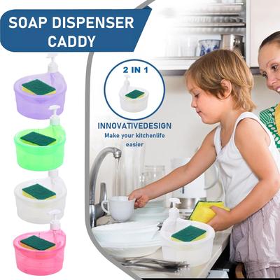Dishwashing Soap Dispenser Bowl, Dish Soap Dispenser With Sponge, Dishwashing Soap Dispenser With Sponge Holder Sink Dish Soap Dispenser