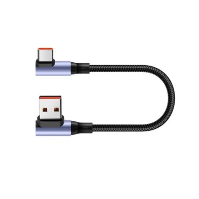 Kort USB til Type C Ladekabel 6A Rask Strømforsyning Ledning Nylonflettet Ledning Støtte for Telefoner Bærbare Datamaskiner