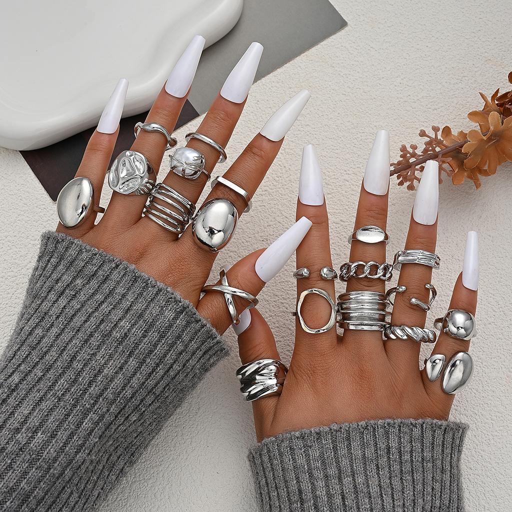 Punk Irregular Metal Opening Rings For Women Vintage Geometric Liquid Lava Waterdrop Knuckle Joint Ring Party Jewelry Gifts 2026