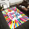 Colorful Abstract Carpet with "Shine Bright" Text & Vibrant Design Suitable for Use As an Anti-slip for Living Room Bedroom Sofas