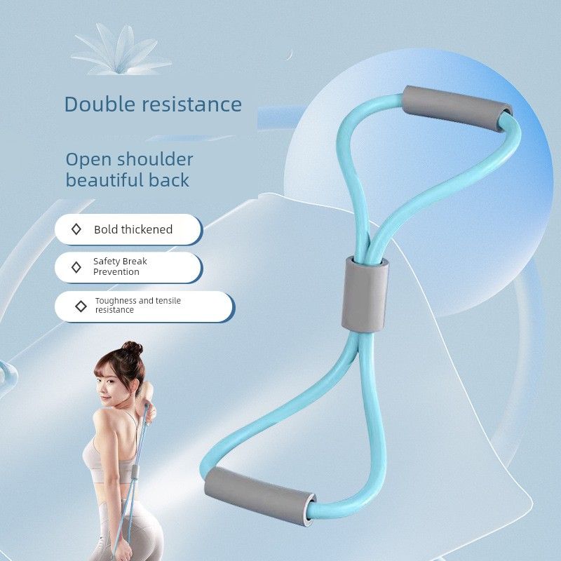 

Восьмисимвольный эспандер для груди Открытые плечи Красивая спина Кошачья лапа Тяговый канат Эластичная лента Для домашнего фитнеса Женское оборудование для йоги Light blue new strong